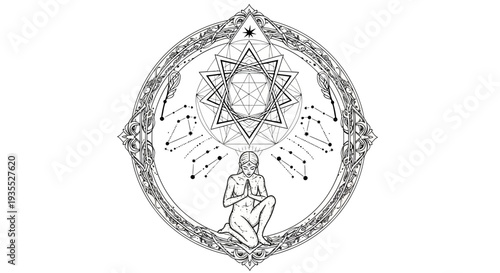 Spiritual Enlightenment and Inner Peace: Person Meditating Under Sacred Geometry