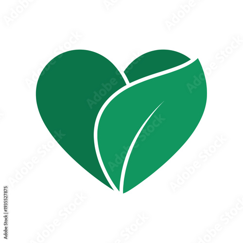 A heart shaped green leaf logo