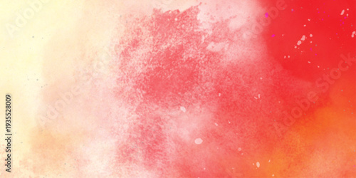 Bright abstract yellow orange red background. Toned rough surface texture. Hand drawn watercolor absract background.  Brush stroked painting. Strokes of paint. 2D Illustration.


