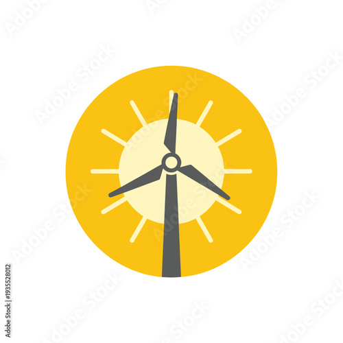 Wind turbine generating sustainable energy from the sun's rays, symbolizing renewable energy