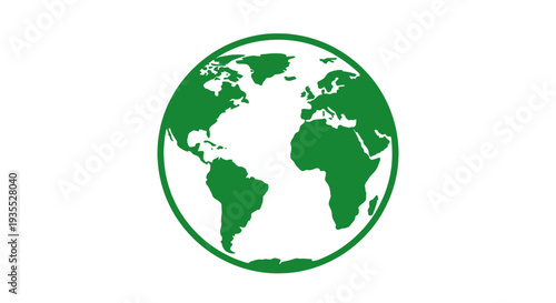 A simple, green-colored earth icon, perfect for use in environmental or global-themed projects. The clean design evokes a sense of unity and eco-consciousness