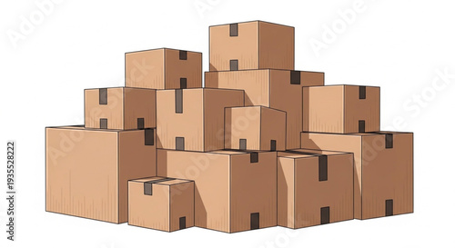Stack of Brown Cardboard Boxes.