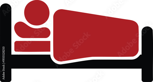 Red and black person sleeping in bed icon vector