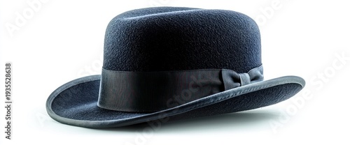 Dark bowler hat, studio shot, white background, fashion accessory