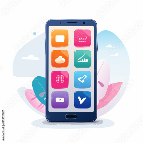 Modern Smartphone Interface Displaying Diverse Application Icons for Digital Connectivity and Mobile Services