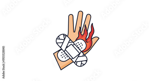 Burn Treatment Line clean fresh color illustration