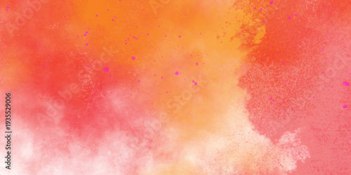 Bright abstract yellow orange red background. Toned rough surface texture. Hand drawn watercolor absract background.  Brush stroked painting. Strokes of paint. 2D Illustration.

