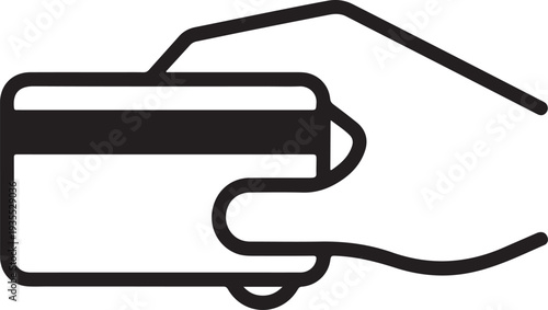 Hand swipe credit card during purchase line art icon for apps and websites