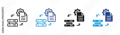Data Processing icon set multiple style collection