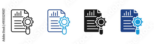 Report Automation icon set multiple style collection