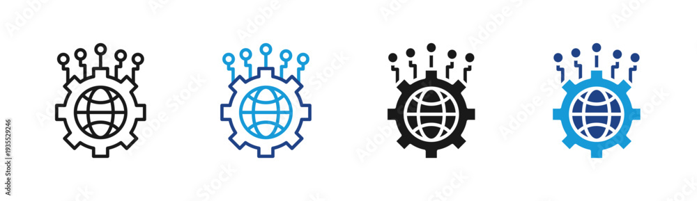 Obraz premium Global Infrastructur icon set multiple style collection