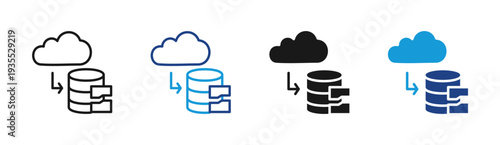 Cloud Storage icon set multiple style collection