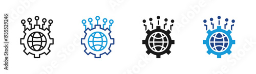 Global Infrastructur icon set multiple style collection