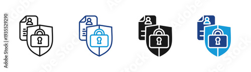 Data Security icon set multiple style collection