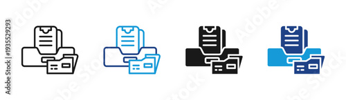 Document Workflow icon set multiple style collection