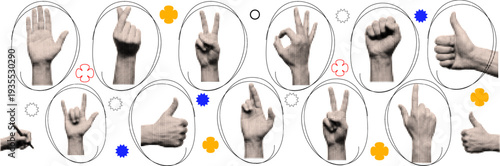 Halftone pop art dot hand gesture symbol communication sign vector illustration