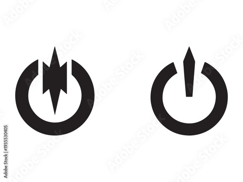 Power symbols icons  on and off buttons  power on off  electricity signs  black and white
