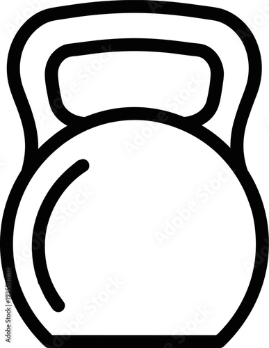 Simple black and white line art icon of a kettlebell for fitness and exercise