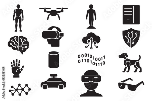 Modern technology and innovation icons for business and design