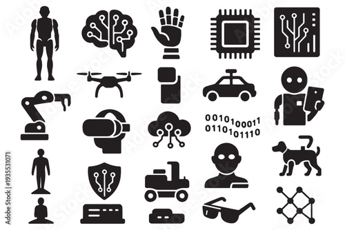 Modern technology and innovation icons for business and design