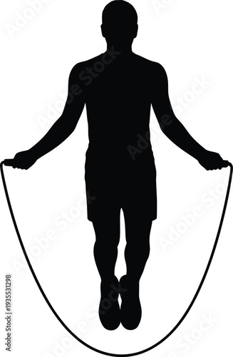 Man Jumping Rope For Fitness Silhouette