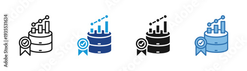 Data Certification icon set multiple style collection