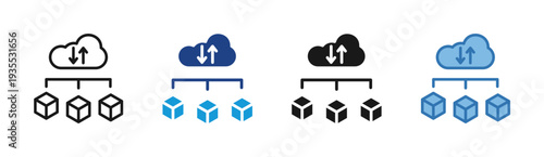 Cloud Distribution icon set multiple style collection