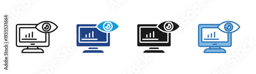 Data Monitoring icon set multiple style collection