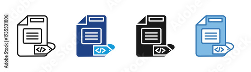 Technical Document icon set multiple style collection
