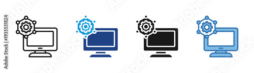System Architecture icon set multiple style collection