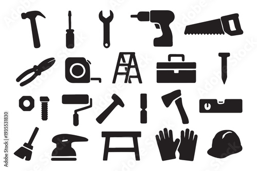 Collection of essential tools for construction and DIY projects