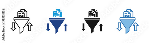 Data Pipeline icon set multiple style collection