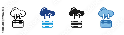 Cloud Synchronization icon set multiple style collection