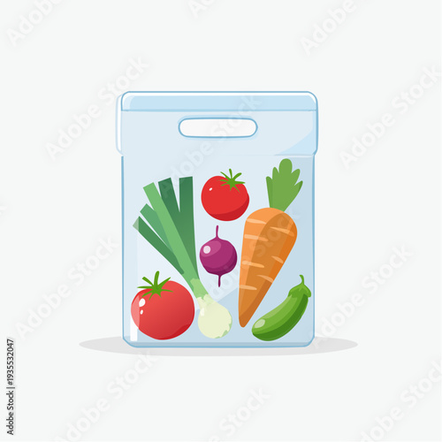 Fresh Vegetables in a Grocery Bag - Healthy Food Illustration