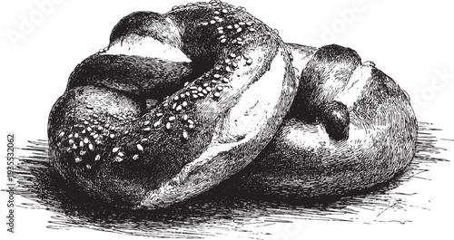 Turkish Simit (sesame bagel) illustration on a white background. This vector illustration can be used in any size you like for advertising, logos, and other work.