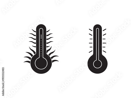Thermometer icons with heat waves rising  temperature measurement symbols  heat concept