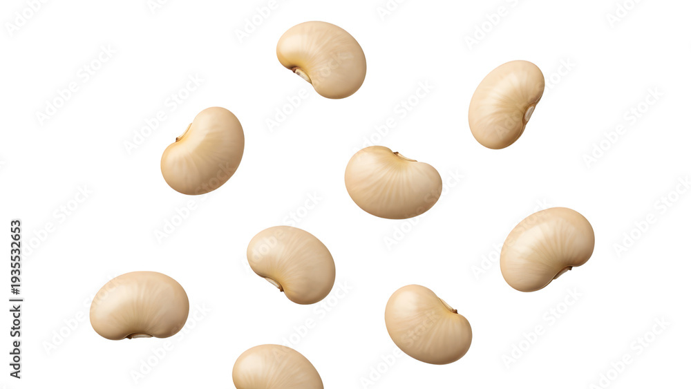 Obraz premium Fresh Soybeans Scattered On Clean White Background