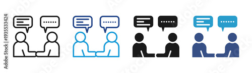 Business Dialogue icon set multiple style collection