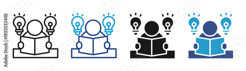 Knowledge Growth icon set multiple style collection
