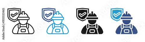 Worker Protection icon set multiple style collection
