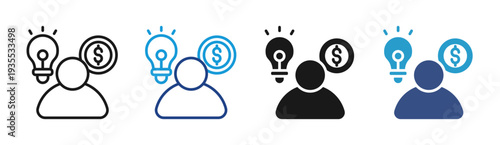 Idea Investment icon set multiple style collection