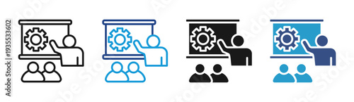 Corporate Training icon set multiple style collection
