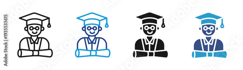 Graduate Success icon set multiple style collection