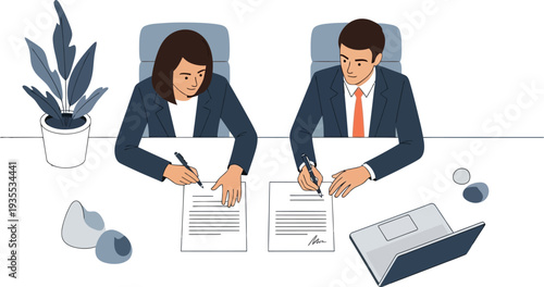 Business Contract Signing Agreement Illustration