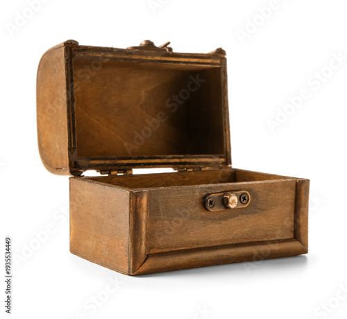 Empty old wooden chest isol...