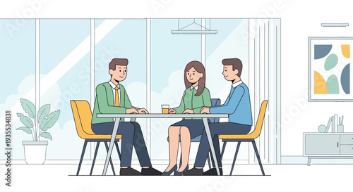 Business Meeting Discussion in Modern Office Illustration