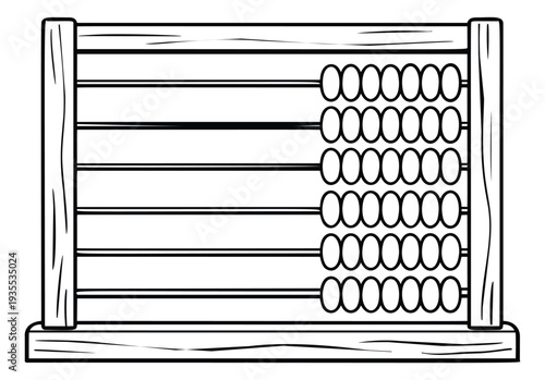 Hand drawn line art illustration of an abacus depicting counting for education