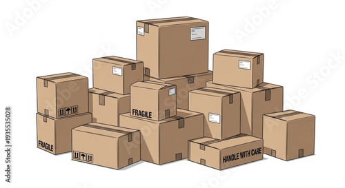 Stack of Cardboard Boxes and Packages.