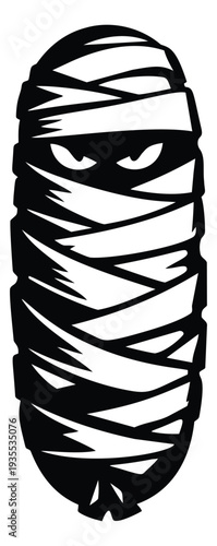 Line art illustration of a mummy depicting an ominous character for halloween designs