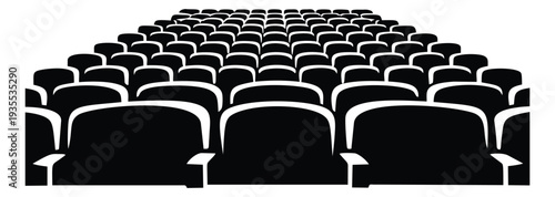 Graphic illustration of theater seats depicting empty rows for movies and live events